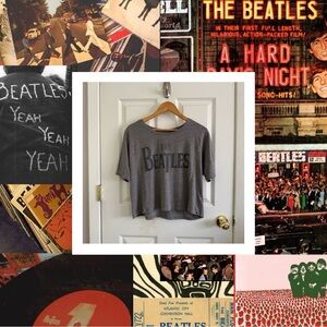 The Beatles gray cropped band tee